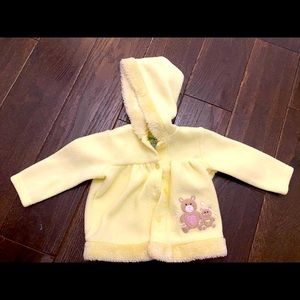 Kidgets size 6-9 months yellow fuzzy jacket